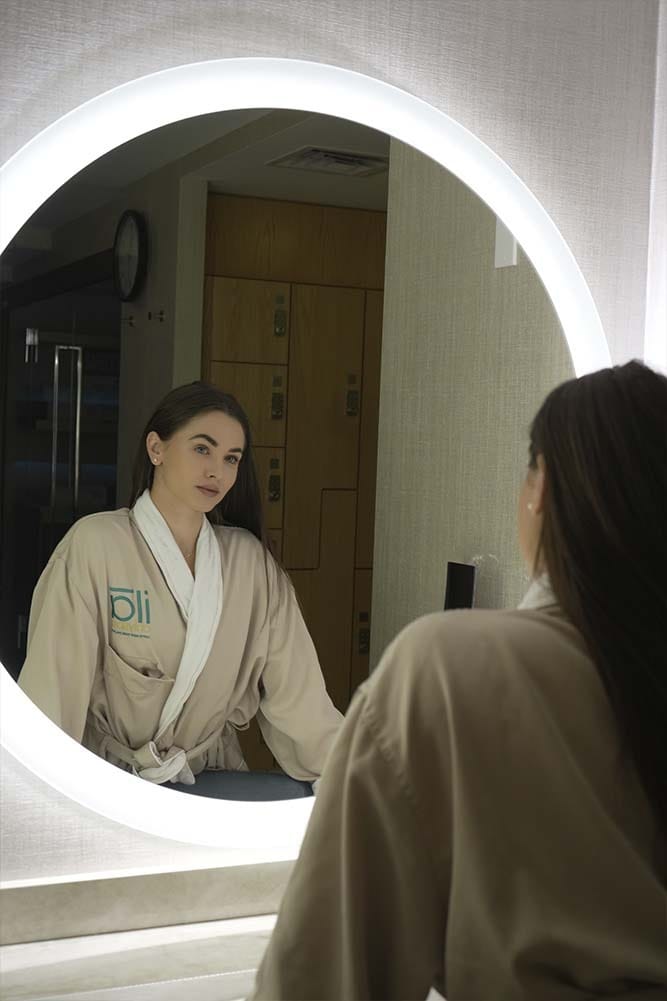 woman preparing for power collagen facial treatment at ila Only Spa Midtown Manhattan NYC
