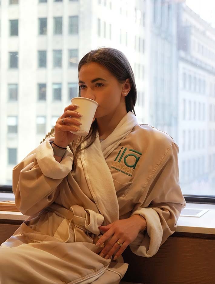 Guest relaxing during a weekend spa getaway at ila Only Spa in Midtown Manhattan New York