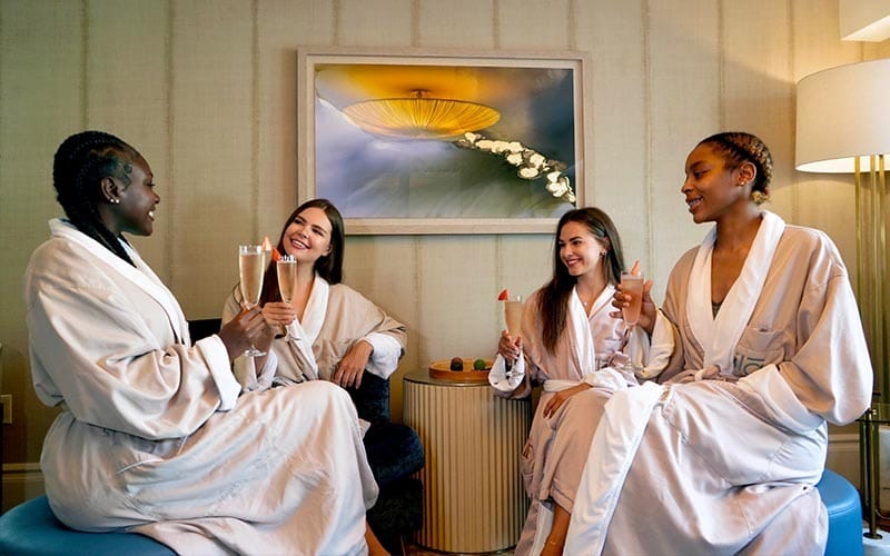 Friends celebrating a bachelorette spa party at ila Only Spa in New York City